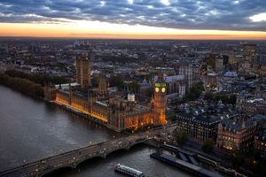 Vue aérienne de Londres depuis le London Eye (appelé aussi Millennium Wheel) - (Londres, Angleterre)